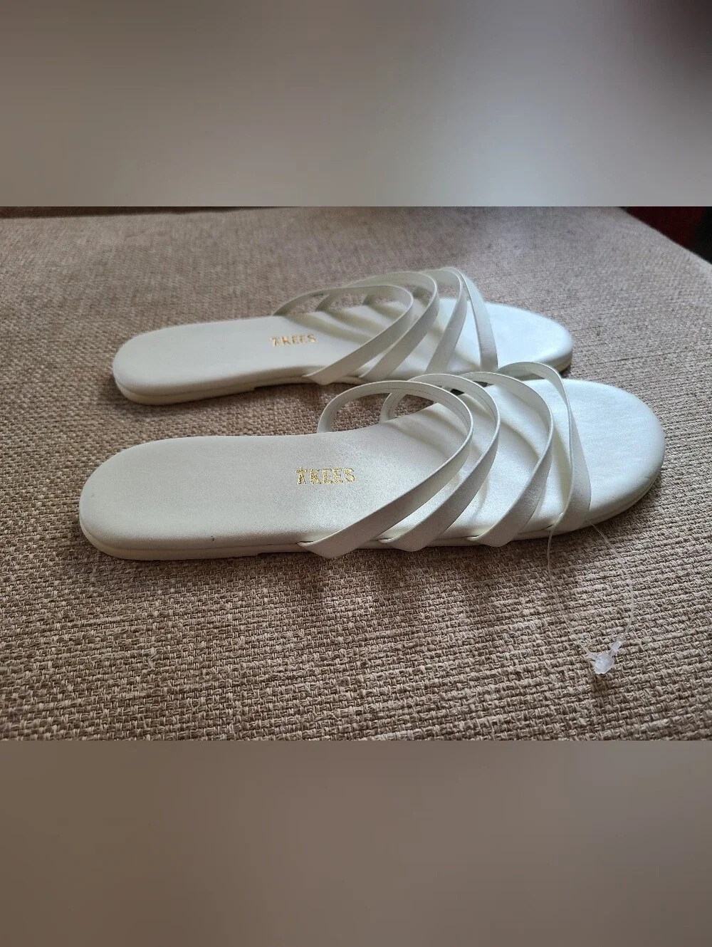 TKEES Senna Multi-Strap Leather Slide Sandals in Cream/White NEW Size 6